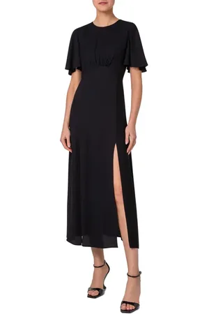 AKRIS Flutter Sleeve Moss Crepe Midi Dress in at Nordstrom, Size 2