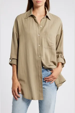 Rip Curl Premium Linen Button-Up Blouse in at Nordstrom, Size Xx-Small