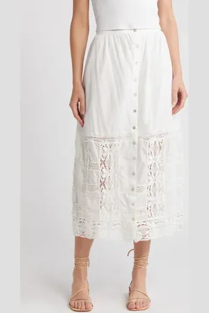 Cleobella Apollonia Lace Trim Midi Skirt in at Nordstrom, Size Large