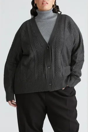UNIVERSAL STANDARD Mixed Cable Stitch Cardigan in at Nordstrom, Size 2Xl