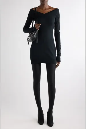 Balenciaga Off the Shoulder Long Sleeve Virgin Wool Blend Sweater Dress in at Nordstrom, Size Large