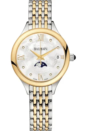 Balmain Two-Tone Diamond Moon Phase Bracelet Watch, 31mm in at Nordstrom