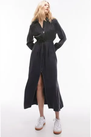 Topshop Long Sleeve Midi Shirtdress in at Nordstrom, Size 2 Us