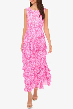 Vince Camuto Print Tiered Ruffle Sleeveless Maxi Dress in at Nordstrom, Size X-Small