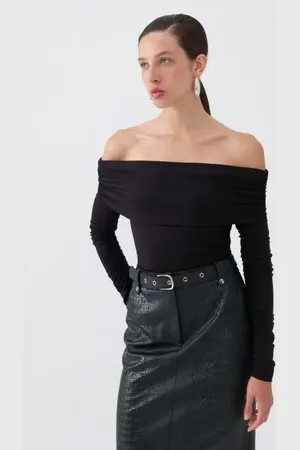 Nocturne Off Shoulder Blouse with Ruffle Detail in at Nordstrom, Size Large