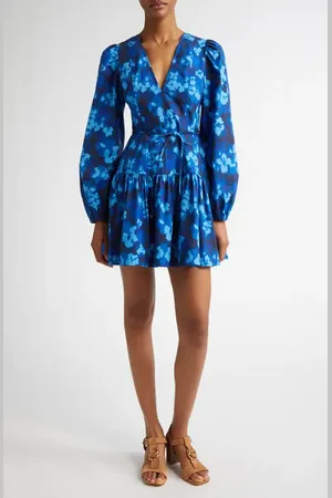 ULLA JOHNSON Anita Long Sleeve Cotton Sateen Minidress in at Nordstrom, Size 0