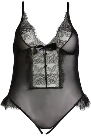 Coquette Lace & Mesh Open Gusset Teddy in at Nordstrom