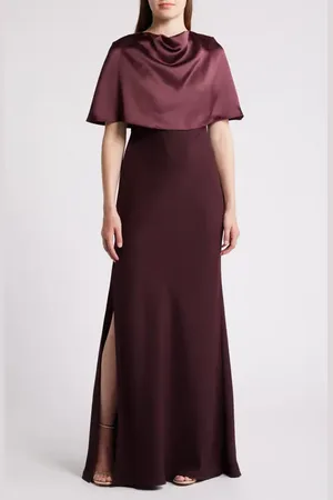 Amsale Sleeveless Column Gown & Satin Cape Set in at Nordstrom, Size 0