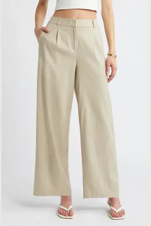 Open Edit Wide Leg Linen Blend Pants in at Nordstrom, Size 0