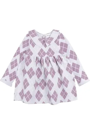 Miles The Label Argyle Print Long Sleeve Cotton Collared Sweatshirt Dress in at Nordstrom, Size 6M