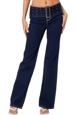 Edikted Belted Flare Jeans in at Nordstrom, Size X-Small