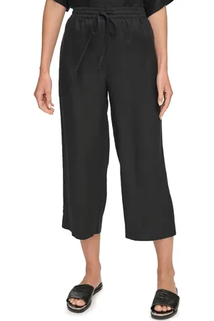 DKNY Drawstring Crop Linen Pants in at Nordstrom, Size X-Small