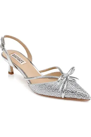 Badgley Mischka Angelina Slingback Pointed Toe Kitten Heel Pump in at Nordstrom, Size 11