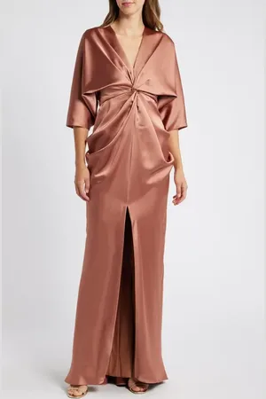 Amsale Elbow Sleeve Satin Dress in at Nordstrom, Size 4