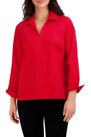 Foxcroft Agnes Split Cuff Popover Blouse in at Nordstrom, Size X-Small
