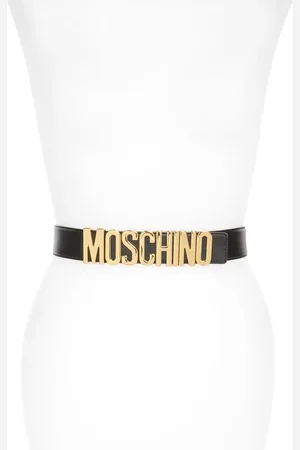 Moschino Logo Plate Leather Belt in at Nordstrom, Size 38