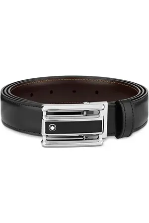 Montblanc Rectangular Cut-Out Buckle Reversible Leather Belt in Black /Brown at Nordstrom