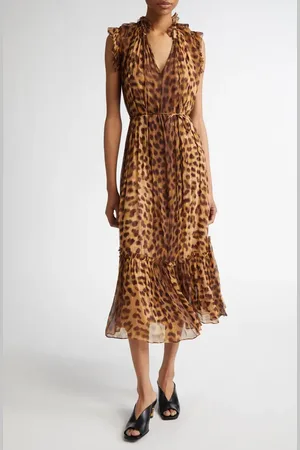 ZIMMERMANN Flutter Print Chiffon Midi Dress at Nordstrom, Size 2