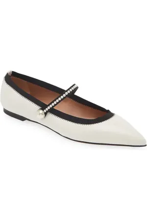 Aquazzura Romy Pearly Strap Pointed Toe Mary Jane Flat in at Nordstrom, Size 5Us