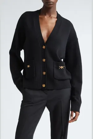 VERSACE Medusa Detail Wool & Cashmere Cardigan in at Nordstrom, Size 2 Us