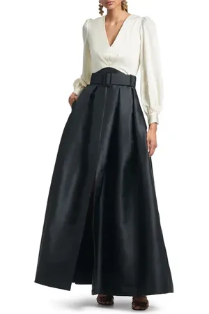 Sachin & Babi Zoe Long Sleeve Mikado Gown in at Nordstrom, Size 6