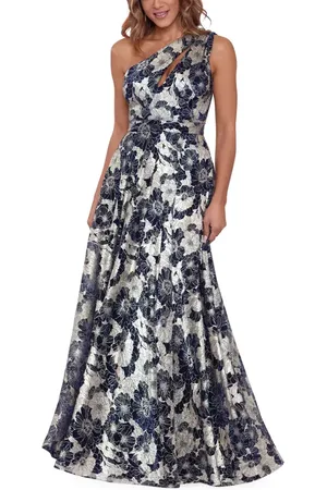 Betsy & Adam Metallic Floral One-Shoulder Gown in at Nordstrom, Size 8