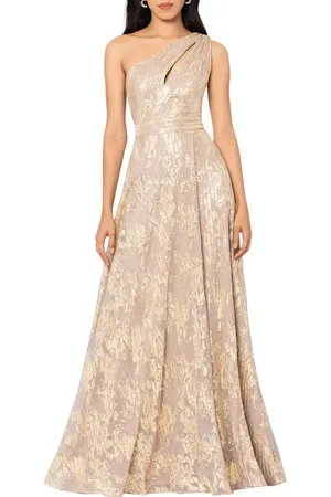 Betsy & Adam Metallic Floral One-Shoulder Sheath Gown in at Nordstrom, Size 2