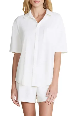 Barefoot Dreams Cozy Terry?? Short Sleeve Button-Up Shirt in at Nordstrom, Size X-Small