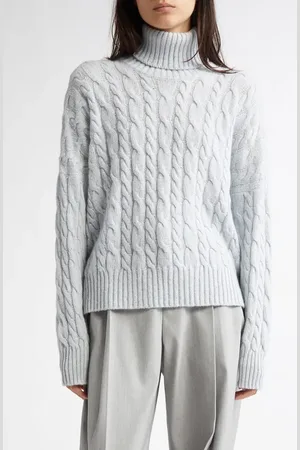 Johnstons Of Elgin Cable Knit Donegal Cashmere Turtleneck Sweater in at Nordstrom, Size X-Small