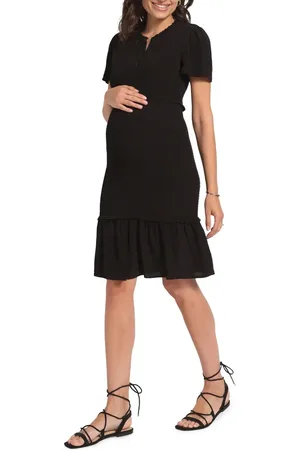 Séraphine Smocked Flutter Sleeve Maternity Dress in at Nordstrom, Size 4