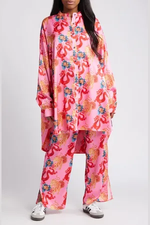 Dressed in Lala Dragon Satin Long Sleeve Top & Pants Set in at Nordstrom, Size Small