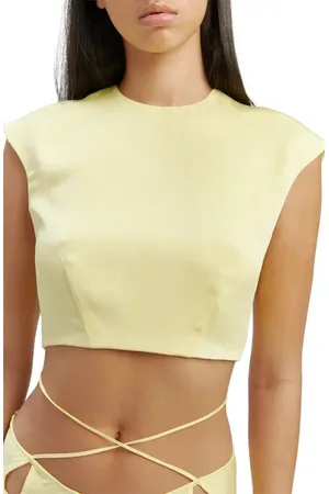 Bardot Anya Satin Crop Top in at Nordstrom, Size 4