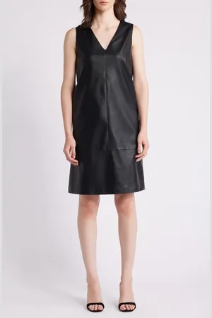 Kobi Halperin Washed Faux Leather V-neck Dress in at Nordstrom, Size 6