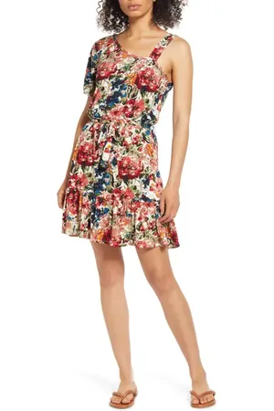 Loveappella Flounce Hem One-Shoulder Dress in at Nordstrom, Size X-Small