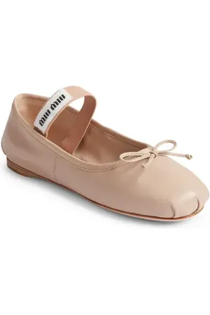 Miu Miu Lea Logo Ballerina Flat in at Nordstrom, Size 5Us