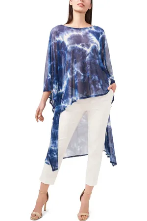 Chaussmoi Tie Dye Elbow Sleeve Stretch High-Low Tunic in at Nordstrom