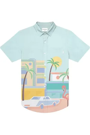 MAVRANS Flamingo Weekend Performance Short Sleeve Button-Up Shirt in at Nordstrom, Size Small