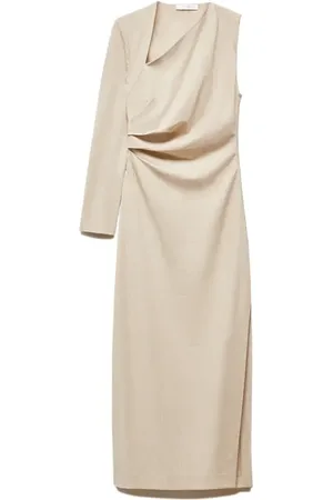 MANGO One-Sleeve Asymmetric Neck Midi Dress in at Nordstrom, Size 2