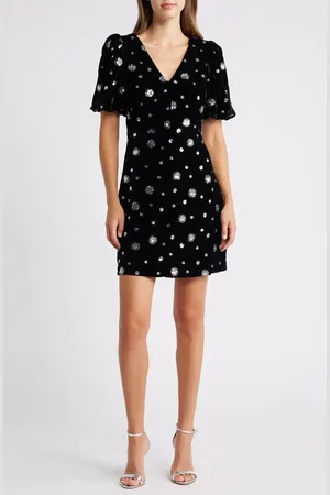 Eliza J V-Neck Puff Sleeve Cocktail Dress in at Nordstrom, Size 18