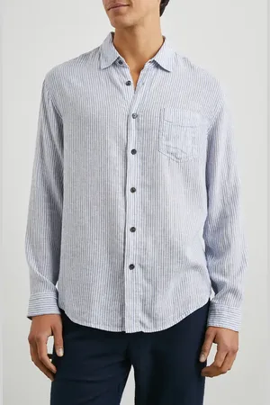Rails Connor Stripe Linen Blend Button-Up Shirt in at Nordstrom, Size Xx-Large