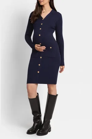 Séraphine Long Sleeve Maternity/Nursing Button-Up Sweater Dress in at Nordstrom, Size 8