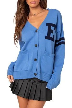 Edikted Emmett Oversized Varsity Cardigan in at Nordstrom, Size X-Small