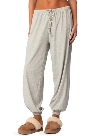 Edikted Rosanna Tie Waist Waffle Sweatpants in at Nordstrom, Size Medium