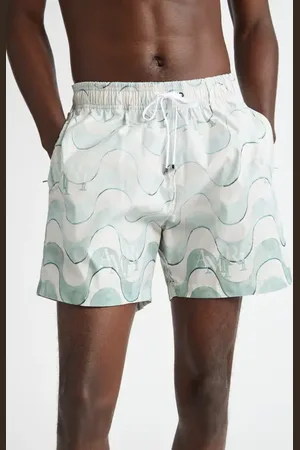 AMIRI Staggered Drawstring Swim Trunks in at Nordstrom, Size Small