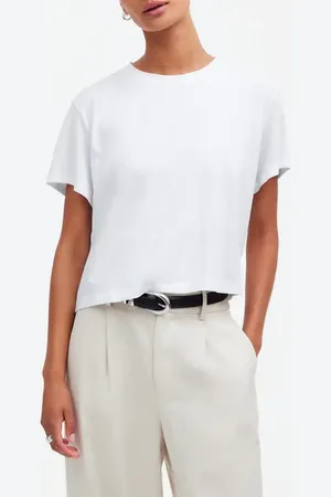 Madewell Boxy Crop Cotton Slub T-Shirt in at Nordstrom, Size Large