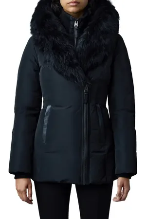 Mackage Adali Genuine Shearling Trim Down Jacket in at Nordstrom, Size Medium