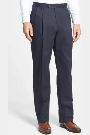 Berlei Pleated Classic Fit Cotton Dress Pants in at Nordstrom, Size 42 X Unhemmed