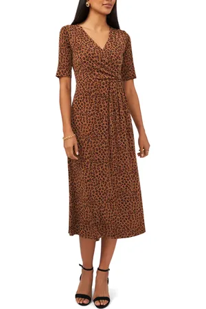 Chaussmoi Print Faux Wrap Midi Dress in at Nordstrom, Size Small