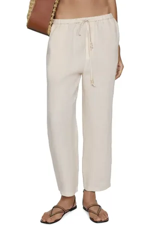 MANGO Linen Drawstring Pants in at Nordstrom, Size Medium