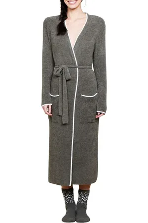 Barefoot Dreams CozyChic??? Lite?? Contrast Stripe Ribbed Robe in at Nordstrom, Size Large